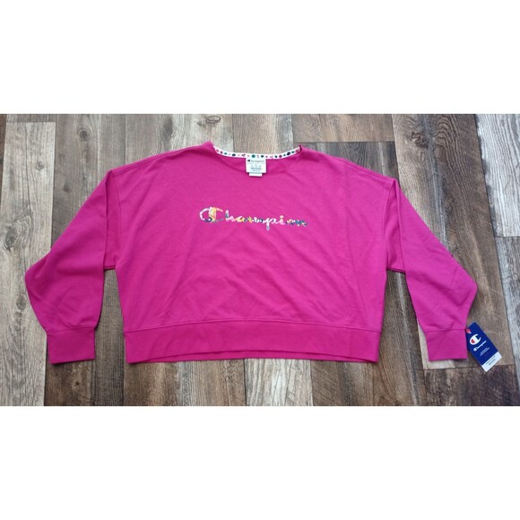NWT Women's Purple Champion Cropped Pullover Sweatshirt, Size Large - Picture 4 of 11